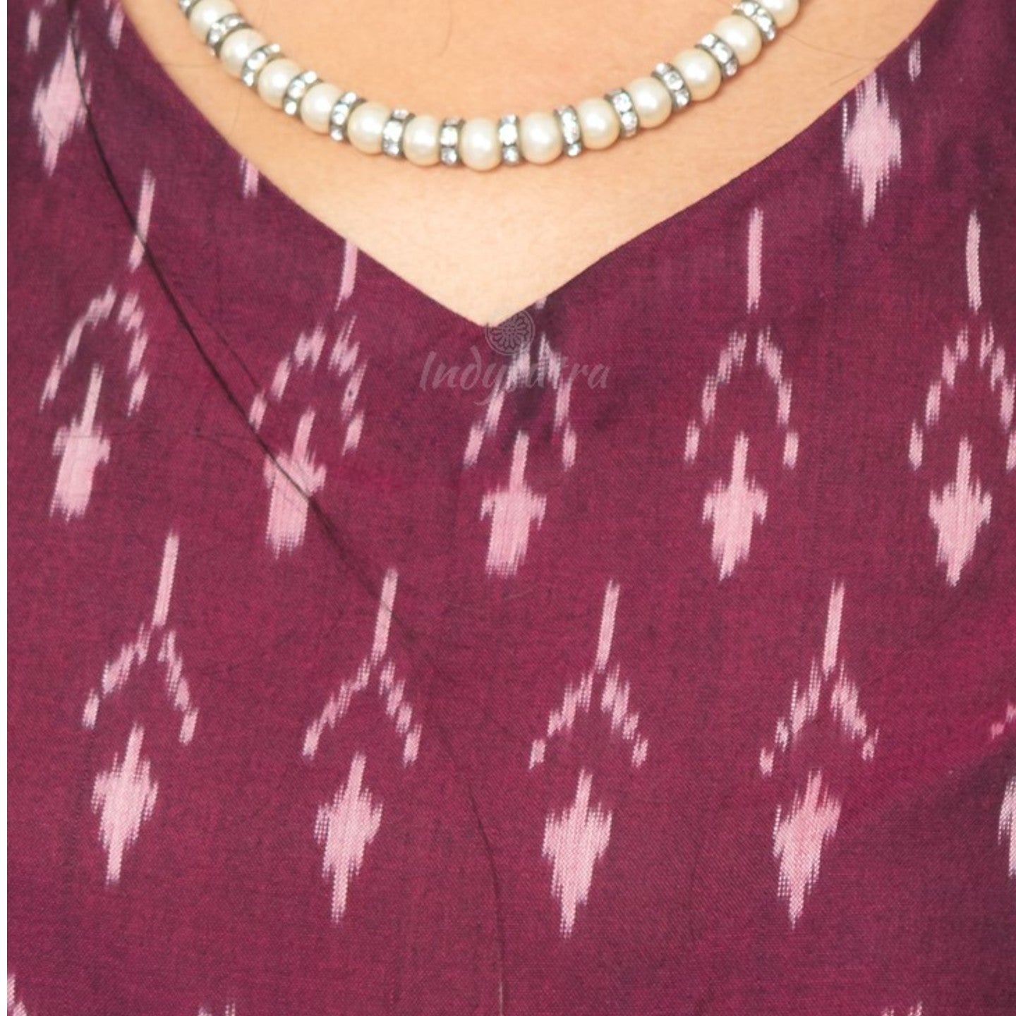 Wine Red Ikat Dress - Padmini