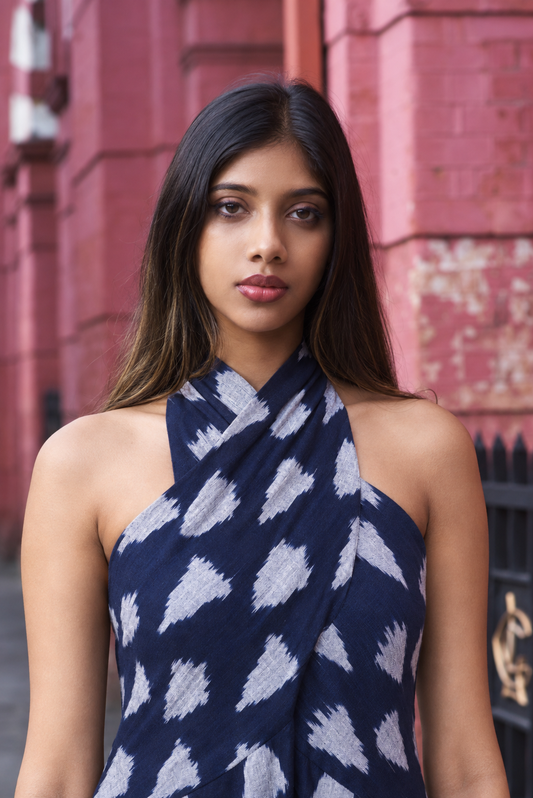 Blue Ikat dress - Overlap