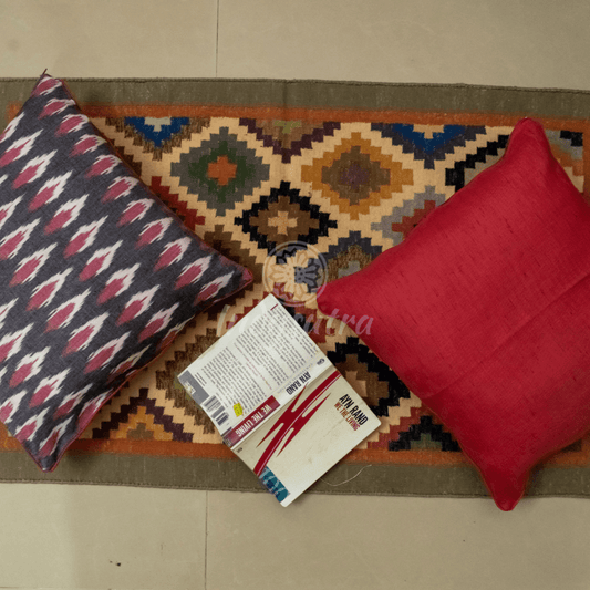Grey and Red Ikat Cushion Cover set