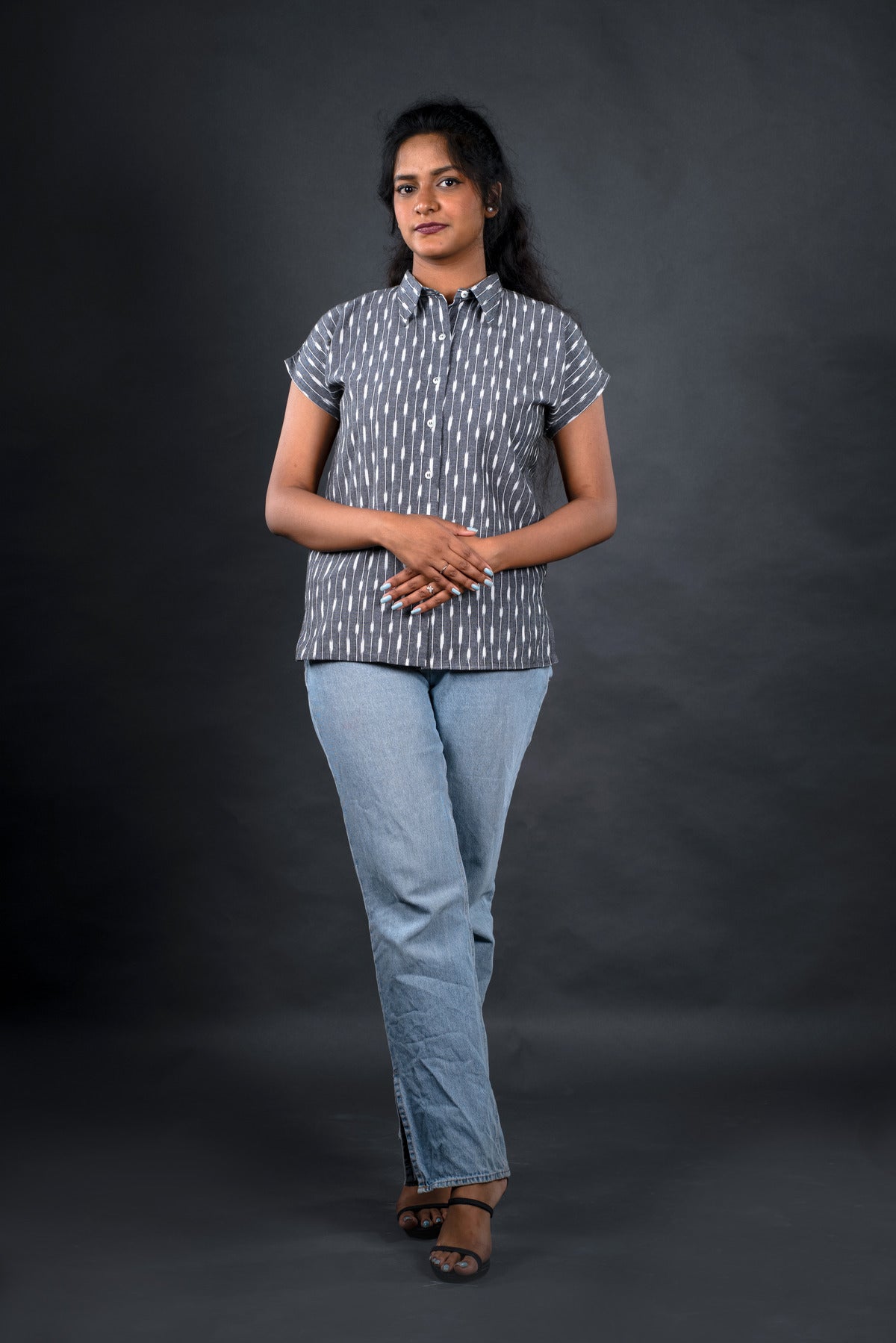 Ikat stripes Grey formal Shirt