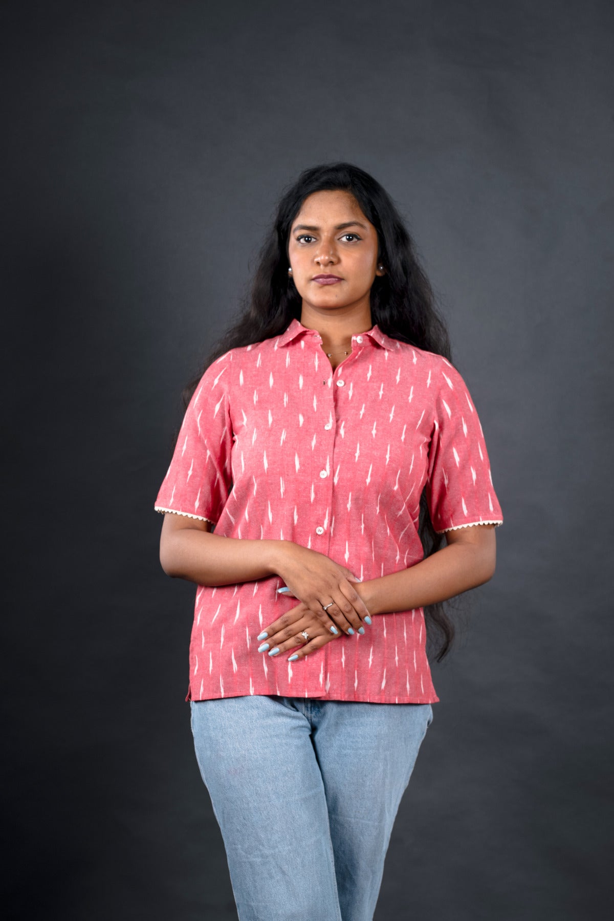 Ikat Baby Pink Formal Shirt