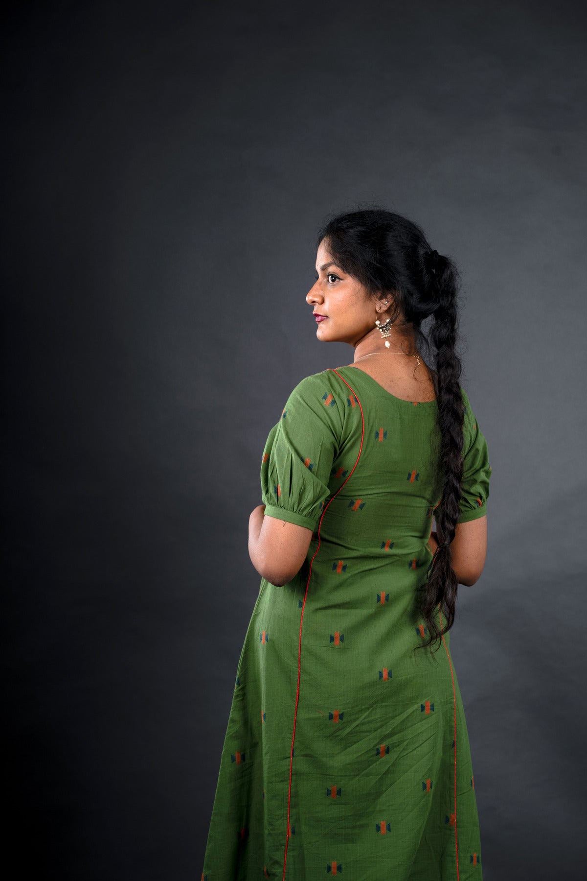 Green Jacquard with Mangalagiri Yoke - Jugalbandi Kurta
