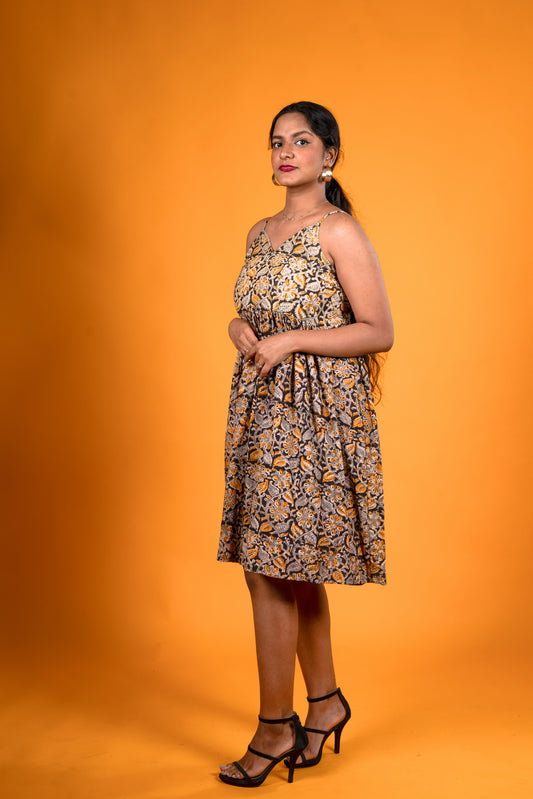 Yellow Kalamkari dress - Lilly