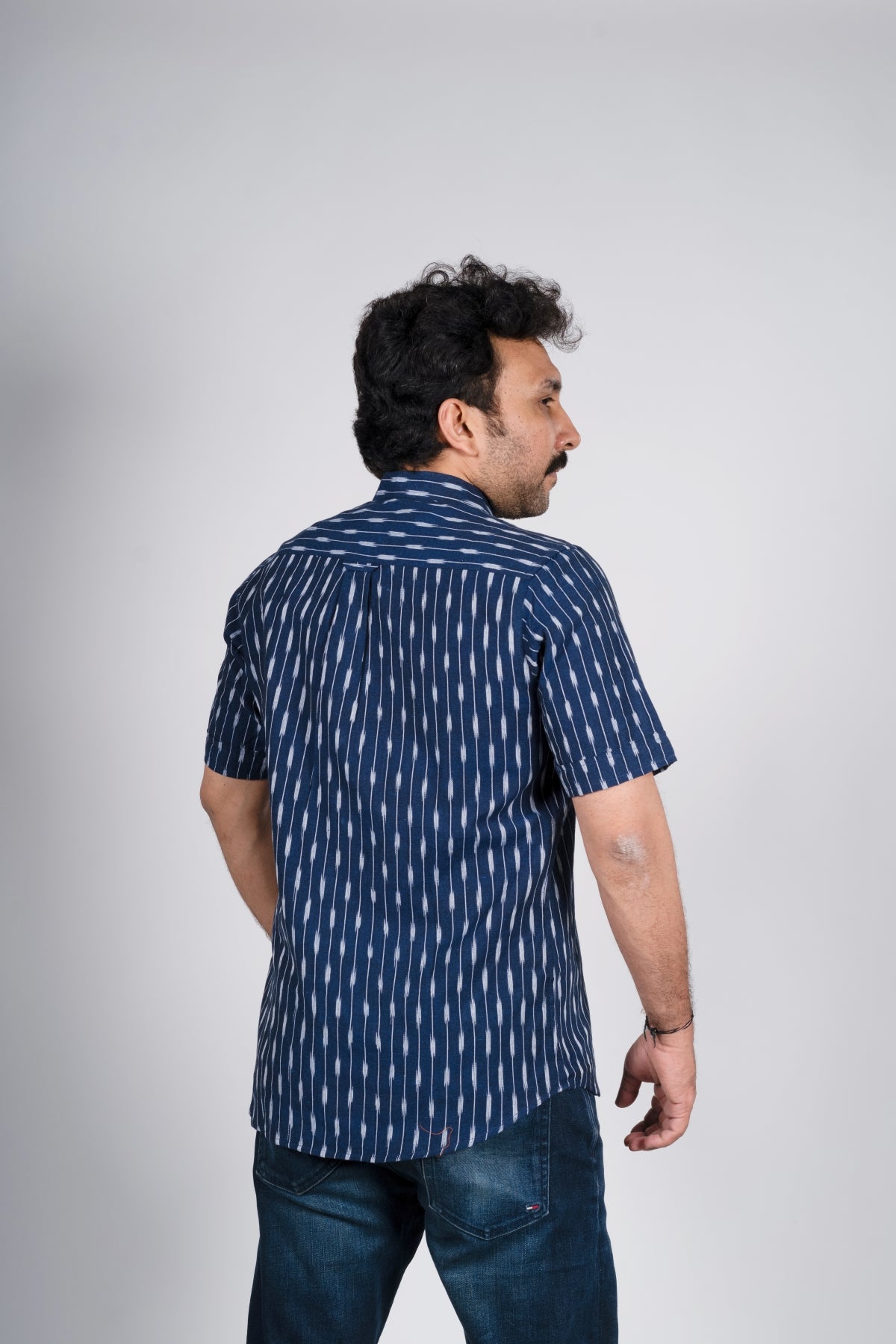 Navy Blue Ikat Short Kurta