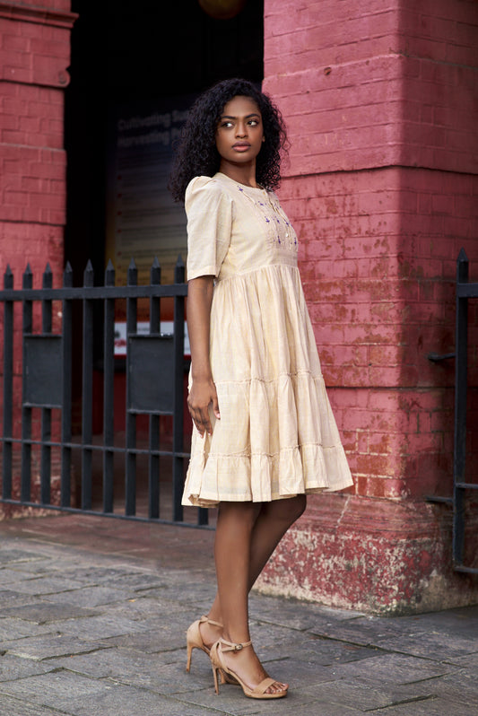 Kora Khadi hand embroidary dress - Ranjhana