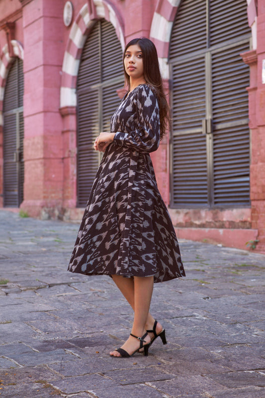 Black ikat Maxi Dress - Sophie