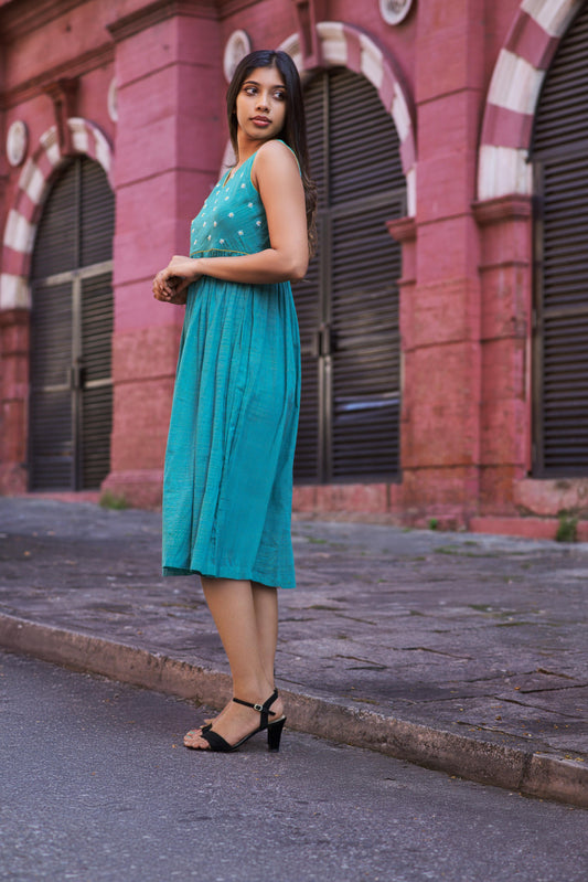 Green Kadhi and handwork dress - Ratna Prabha