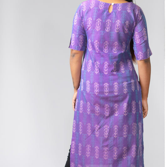 Boat Neck Kurta - Violet
