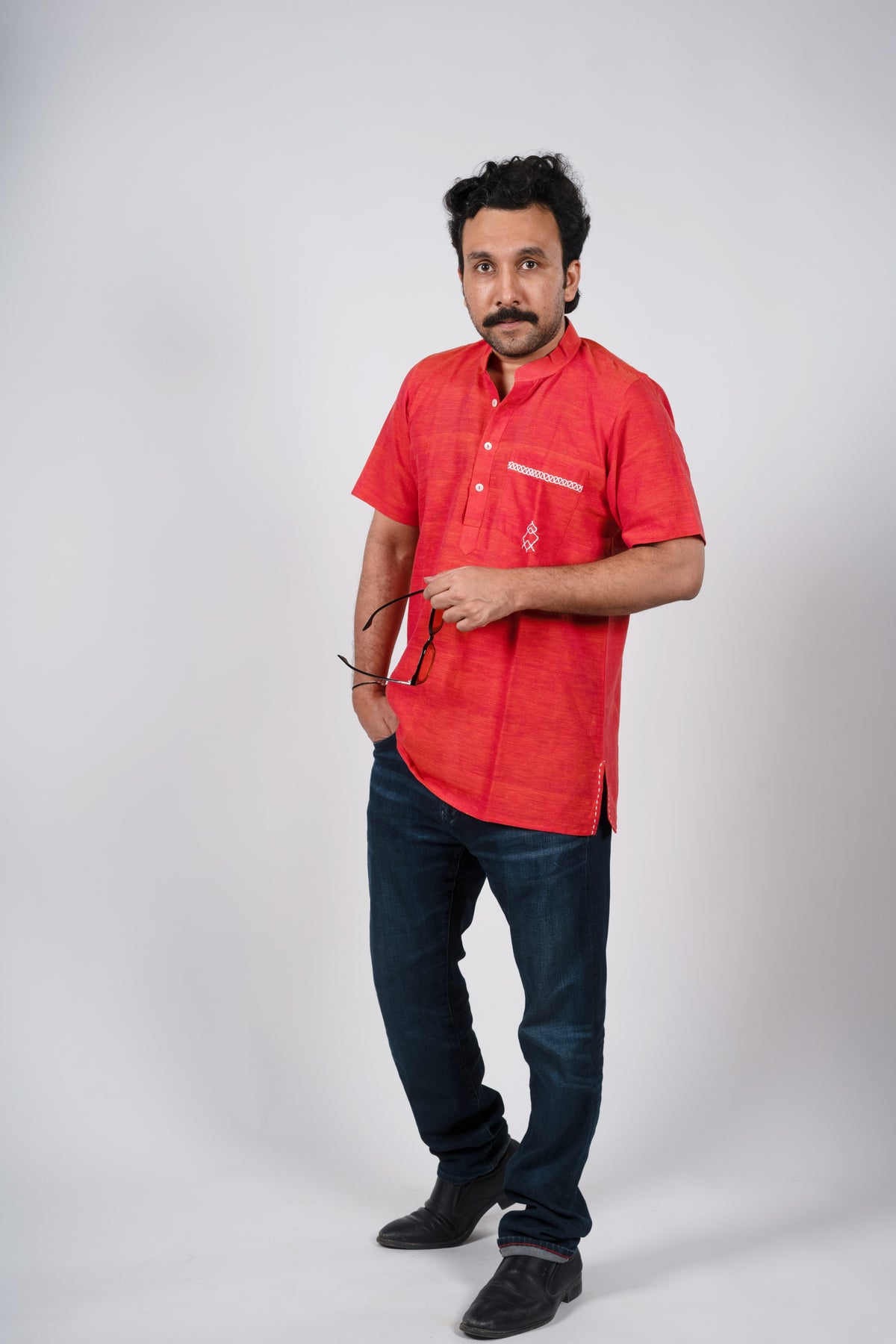 Orange Linen Kurta