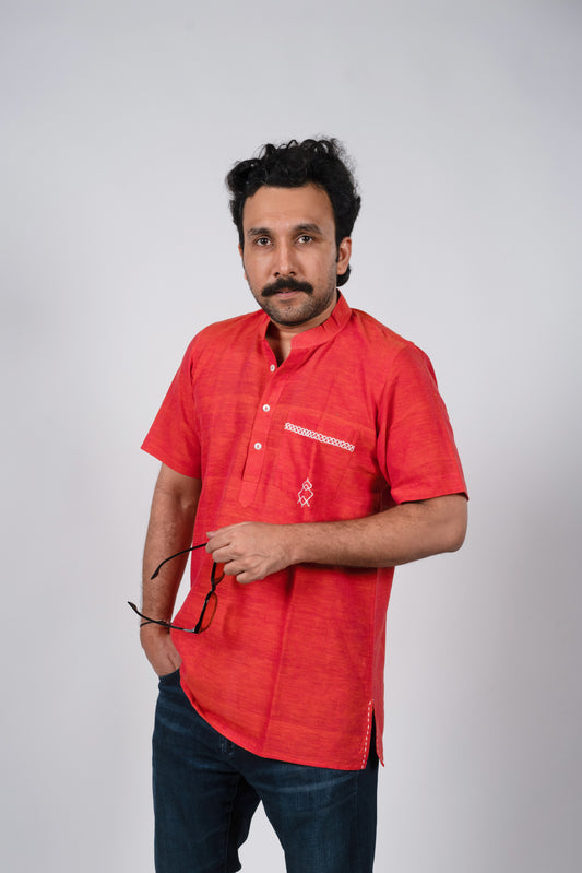 Orange Linen Kurta