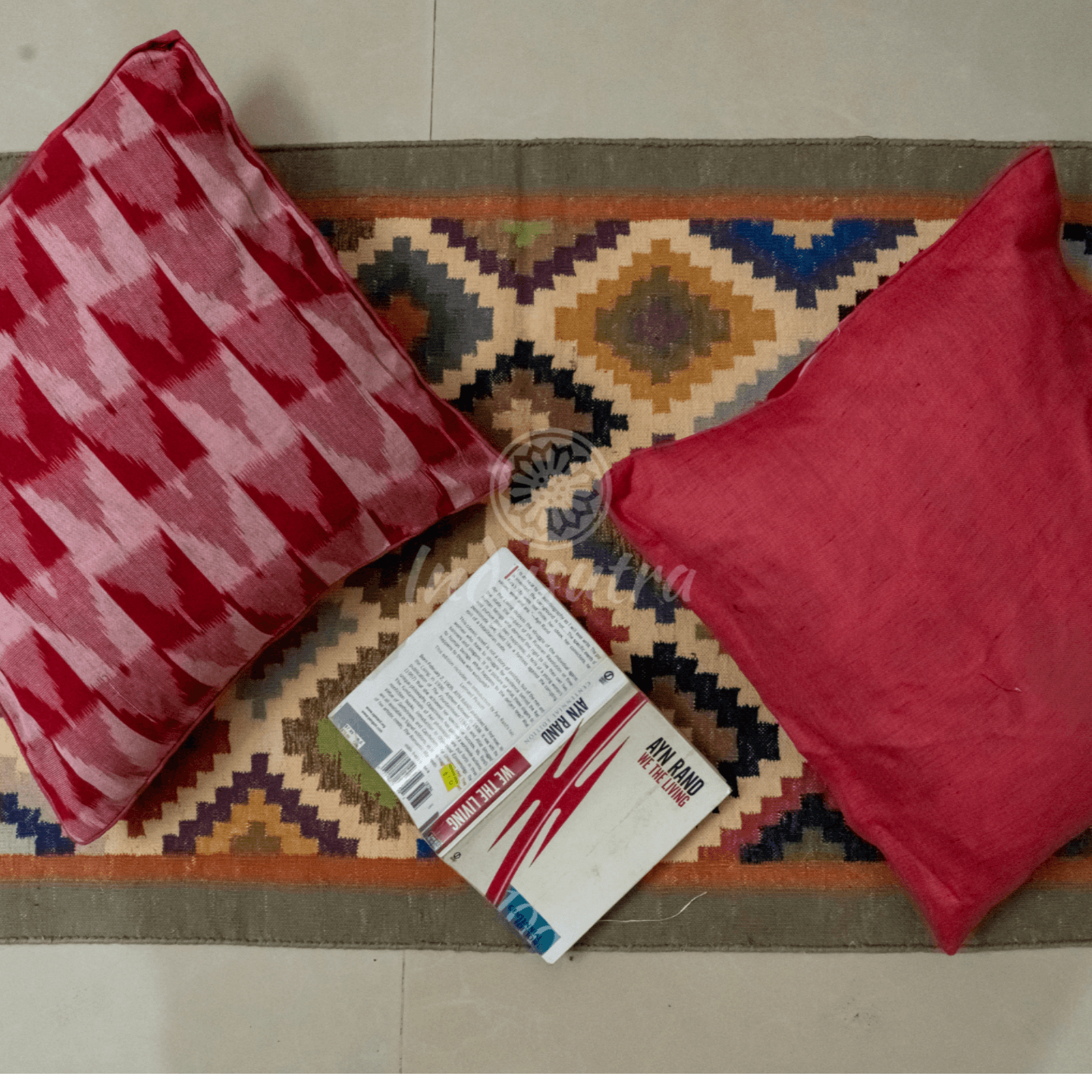 Red and White Ikat Cushion Cover set