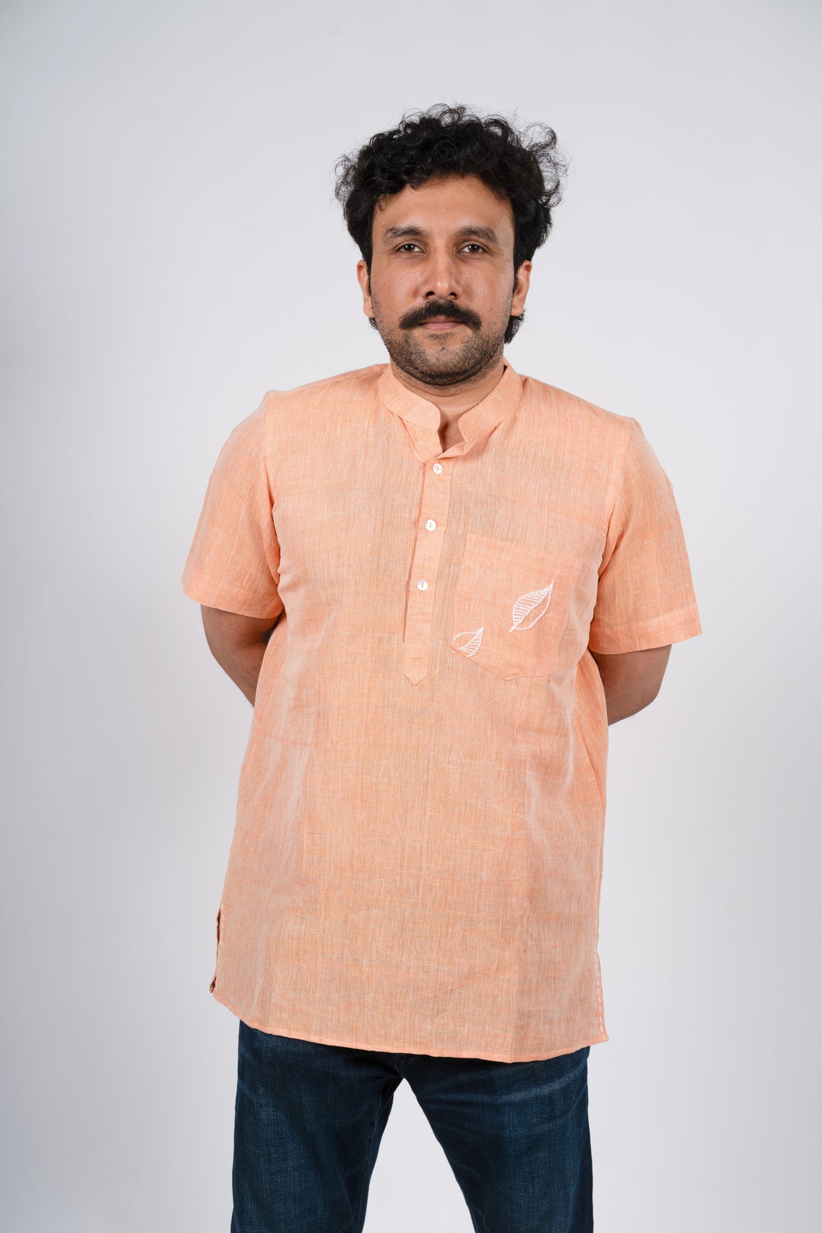 Peach Linen Kurta