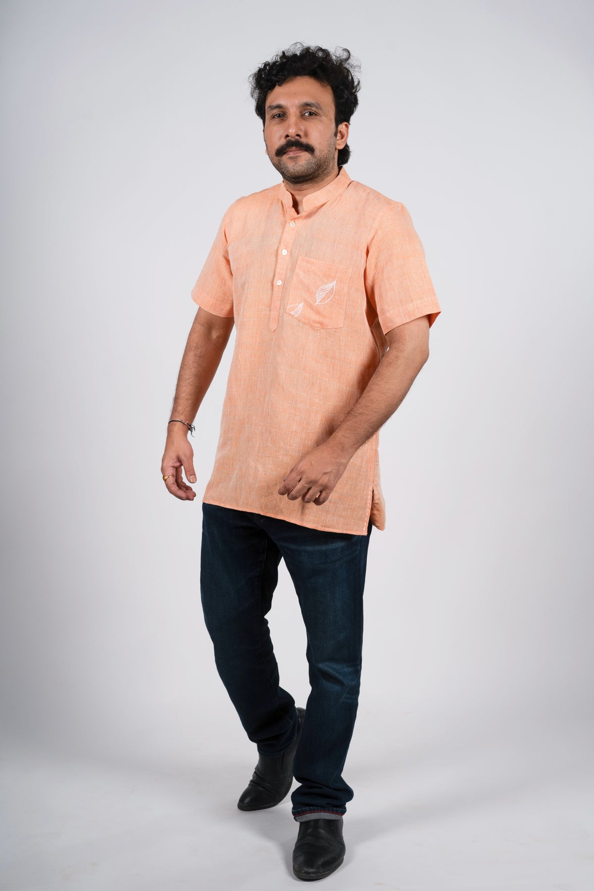 Peach Linen Kurta