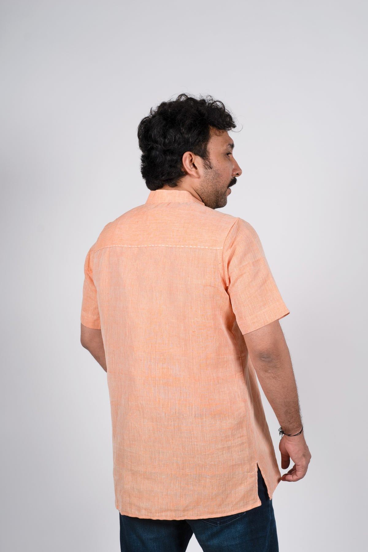 Peach Linen Kurta