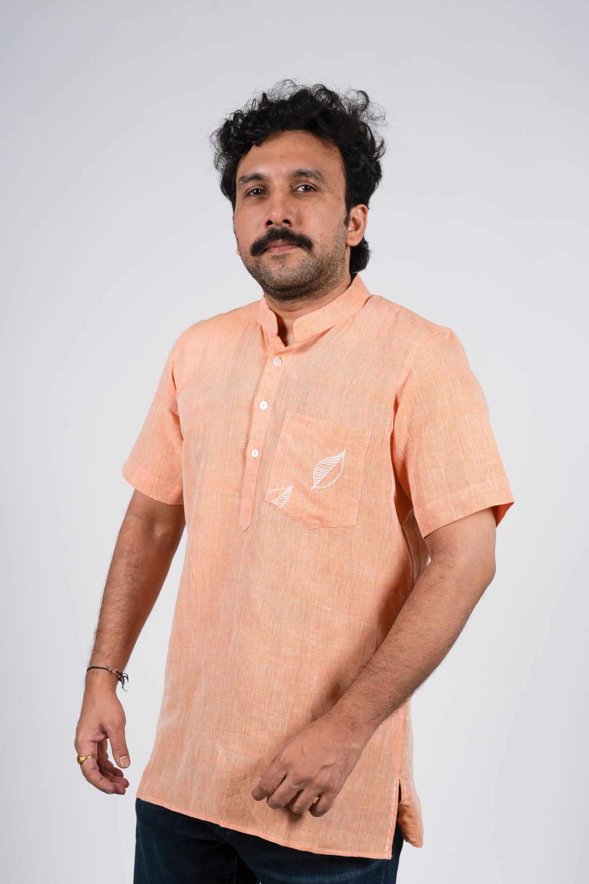 Peach Linen Kurta