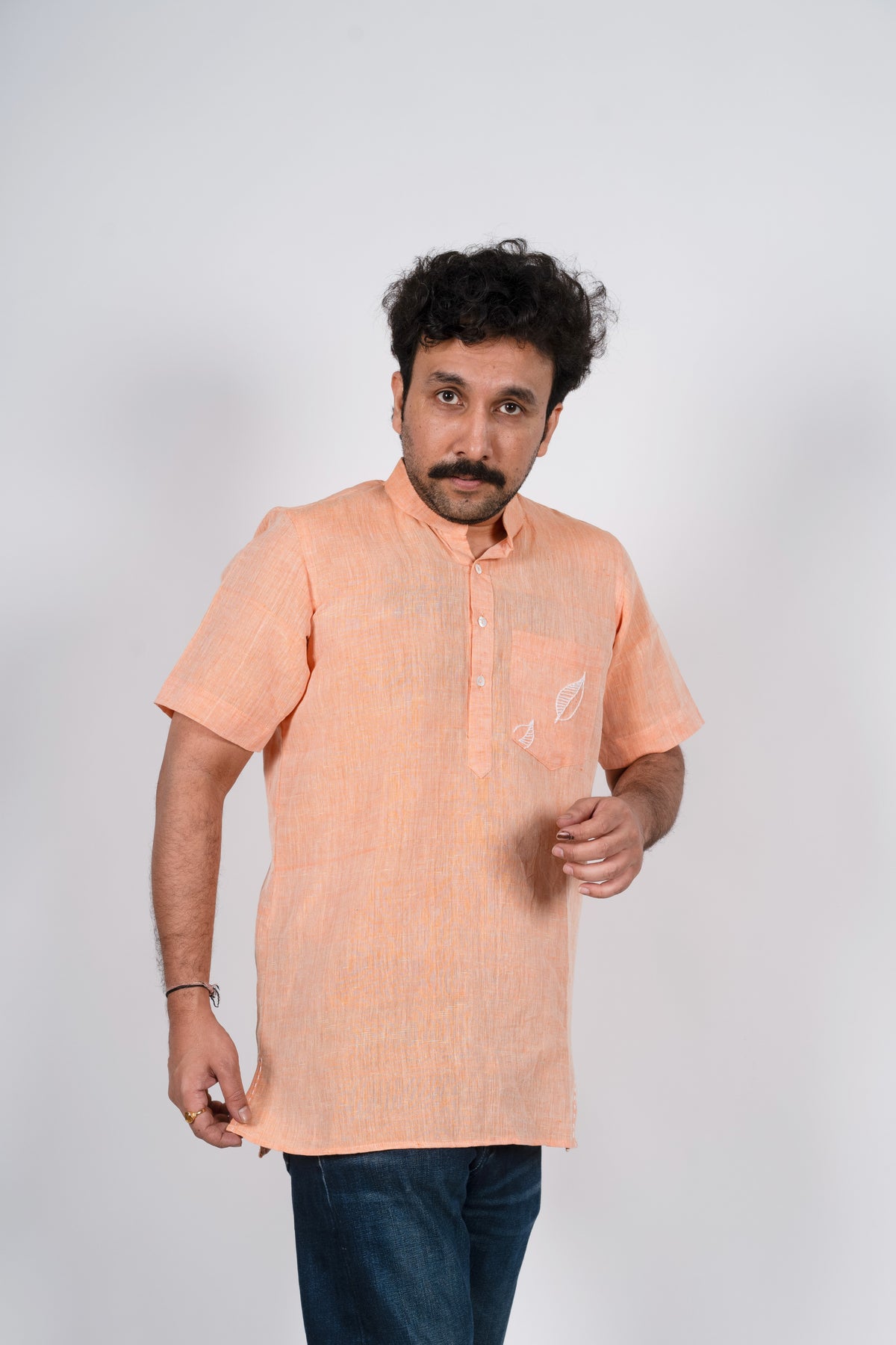 Peach Linen Kurta