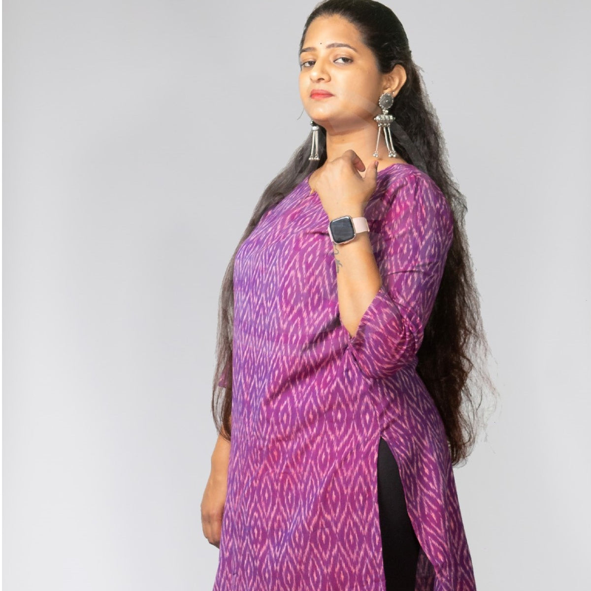 Purple Ikat Kurta