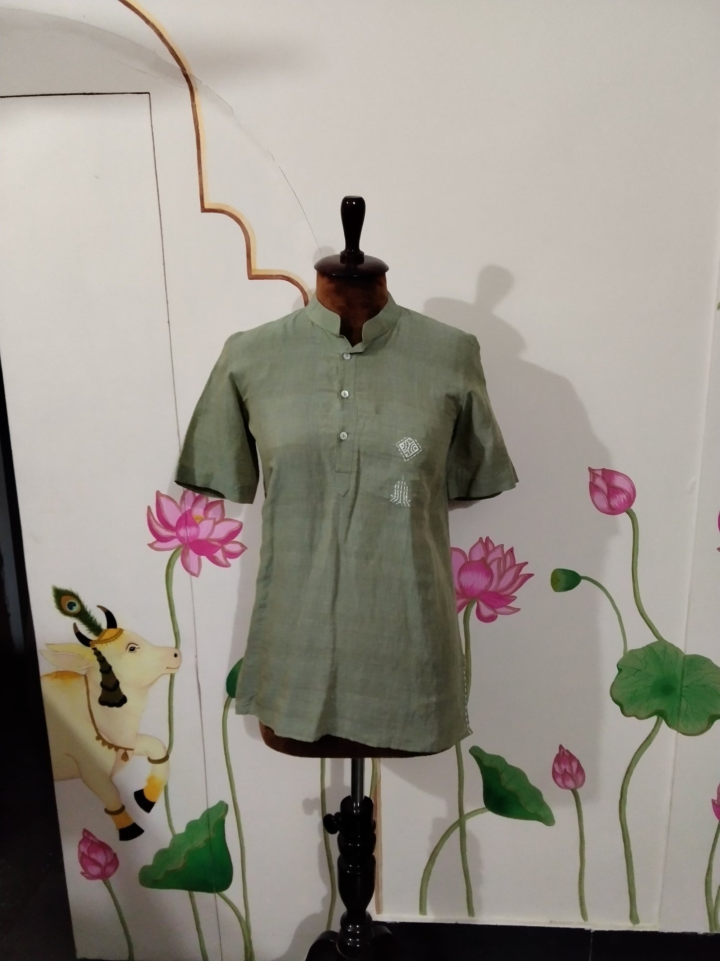 Green Linen Kurta