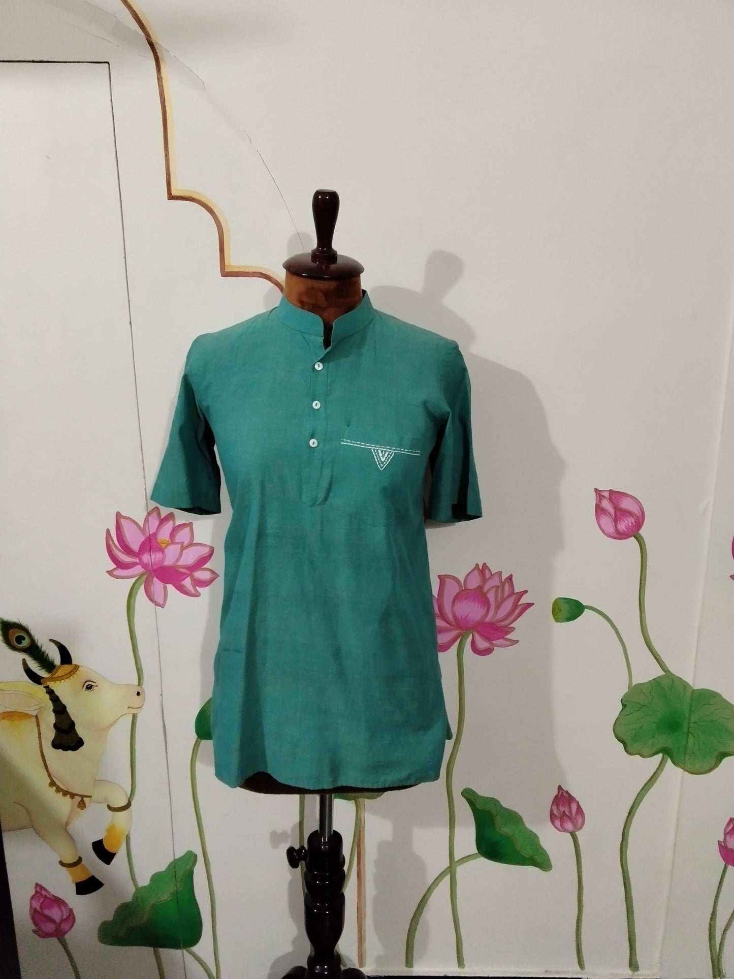 Beach Green Linen Kurta