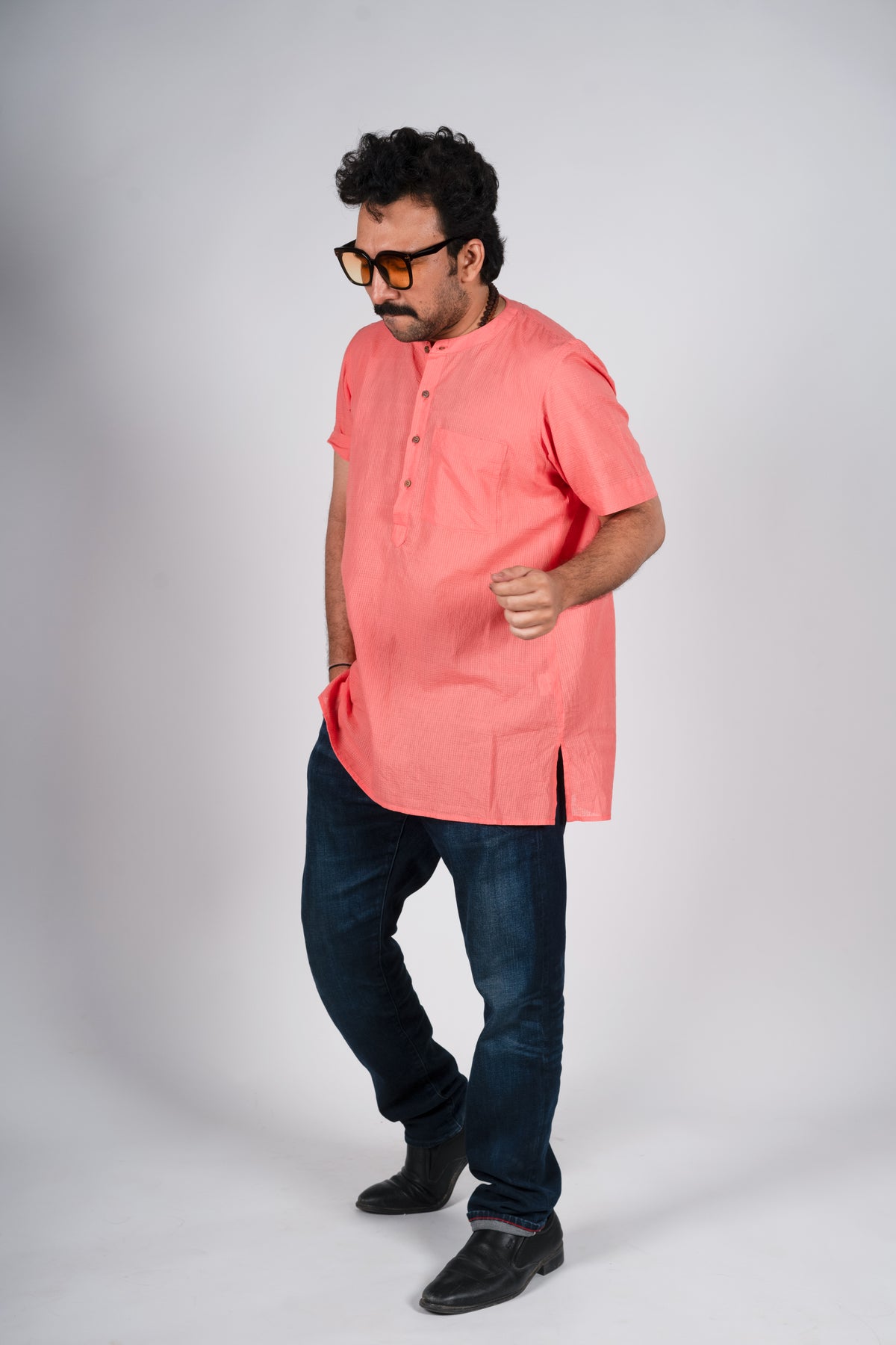 Orange Cotton Kurta