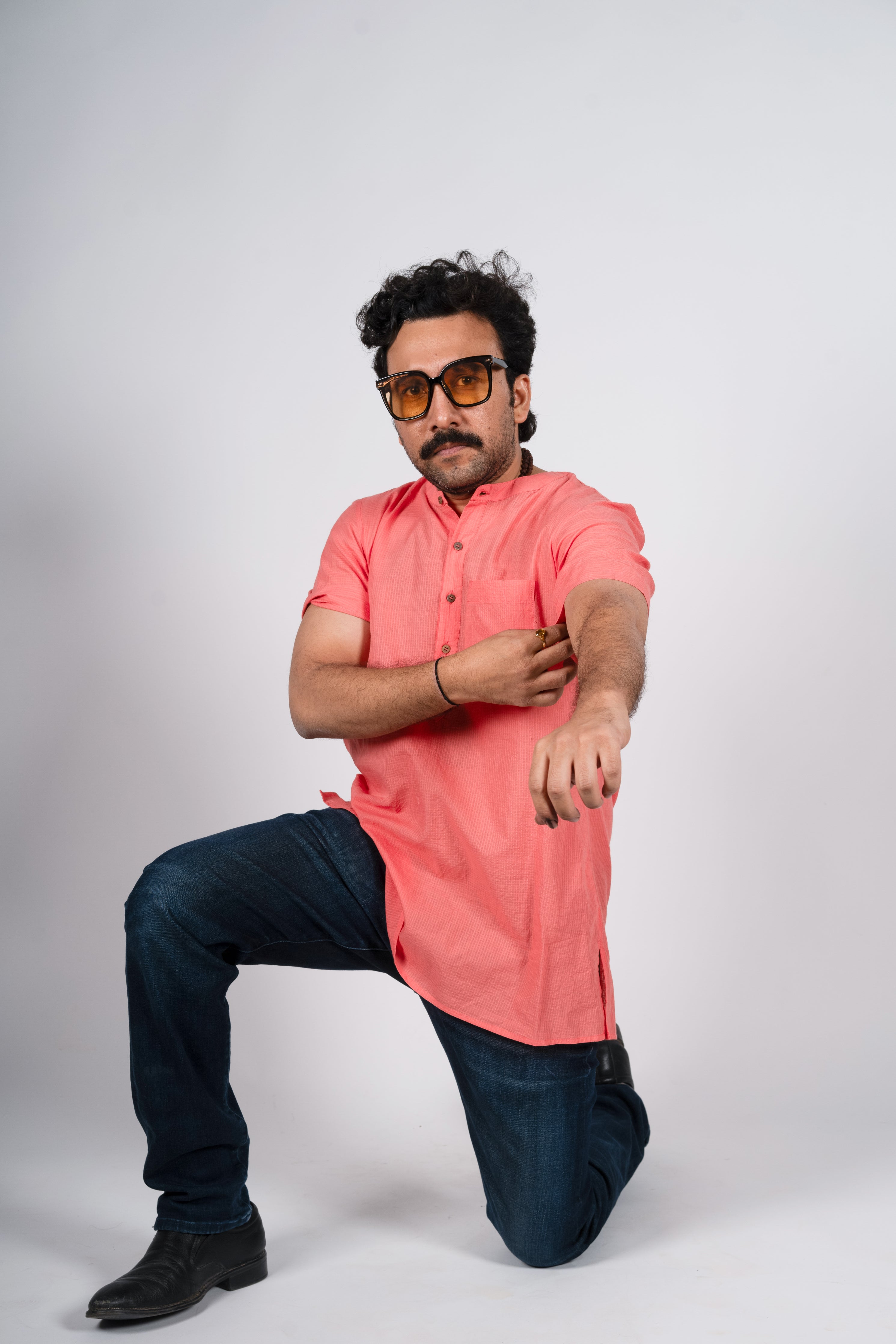 Orange Cotton Kurta