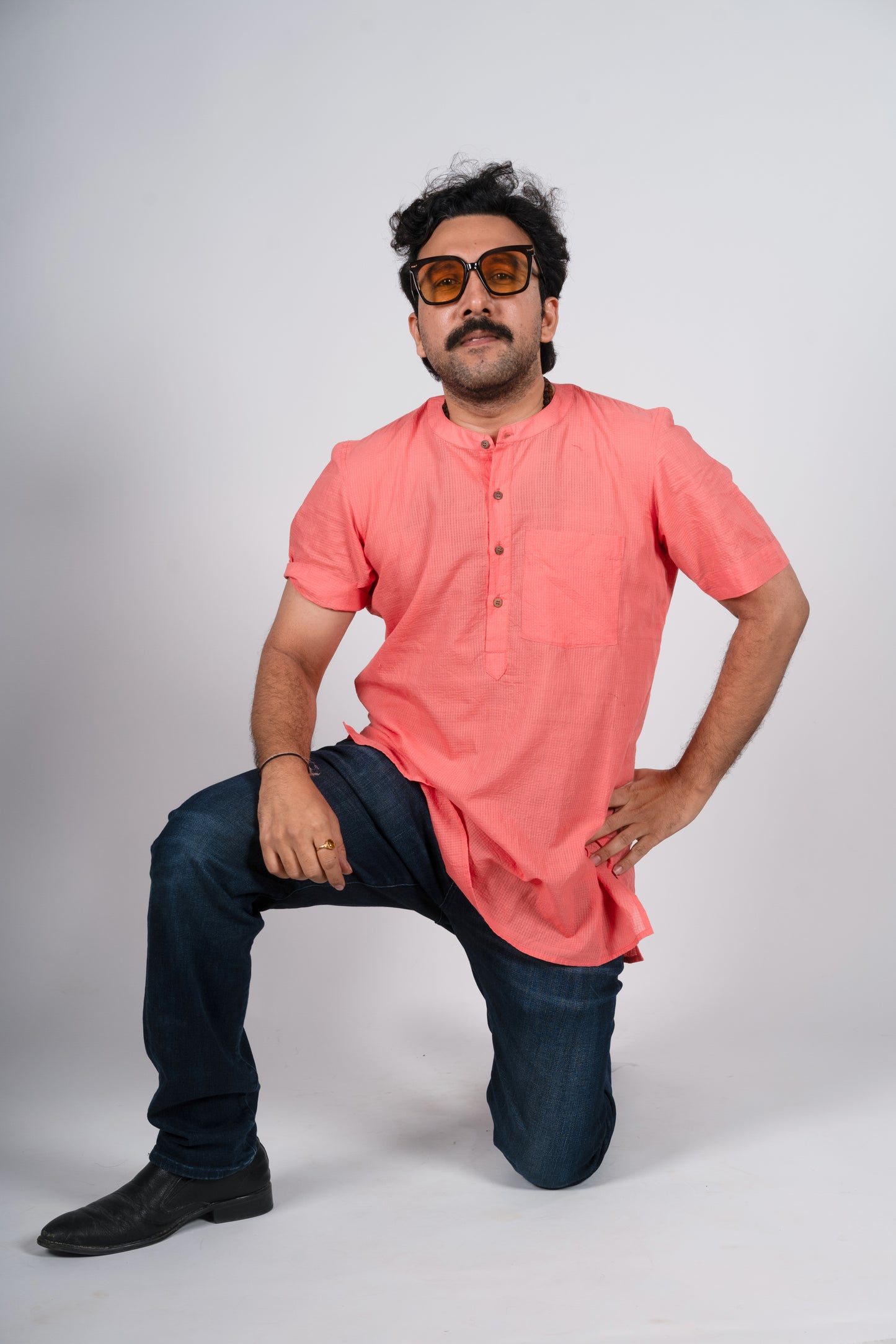 Orange Cotton Kurta