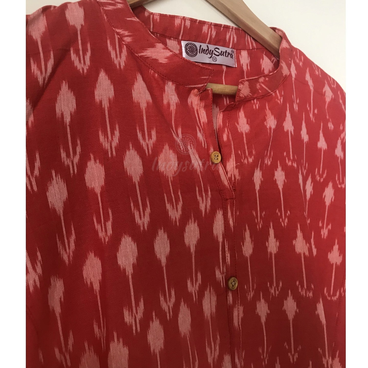 Ikkat Kurta - Cherry Red
