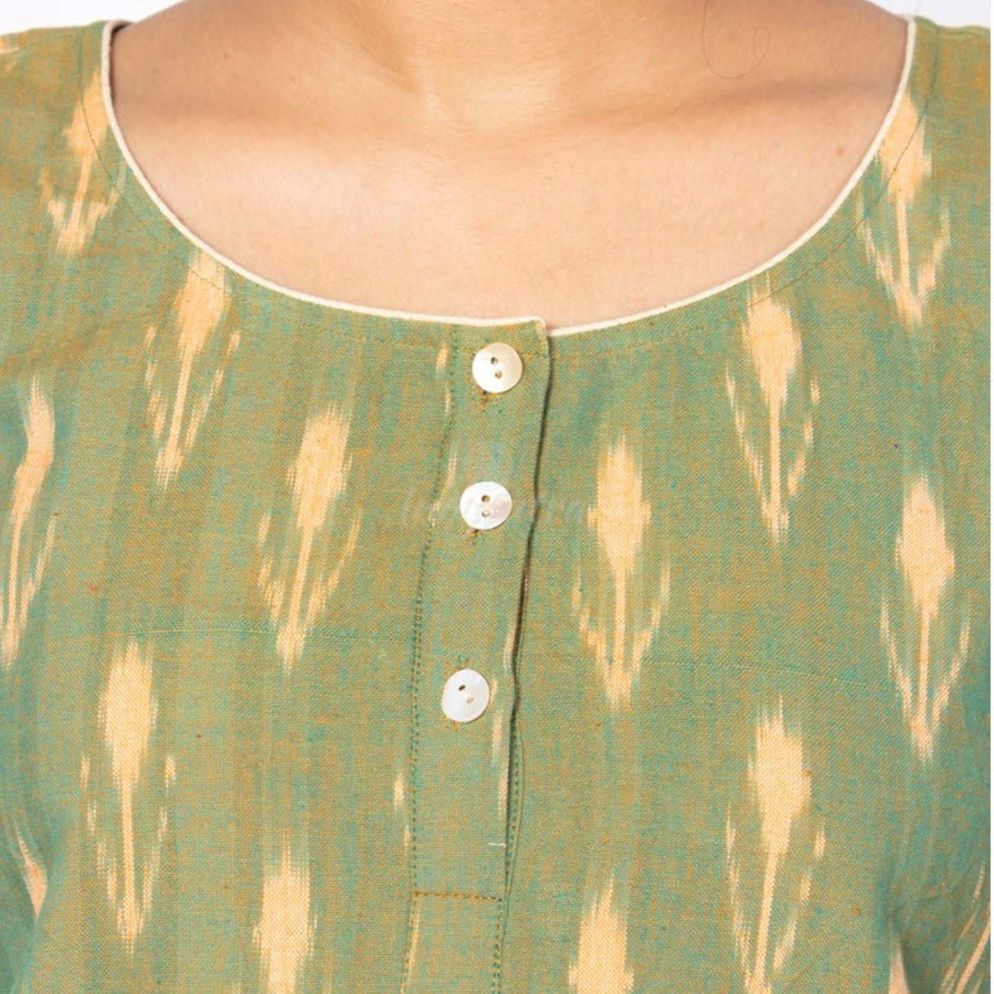 Ikat Green High - Low Short top
