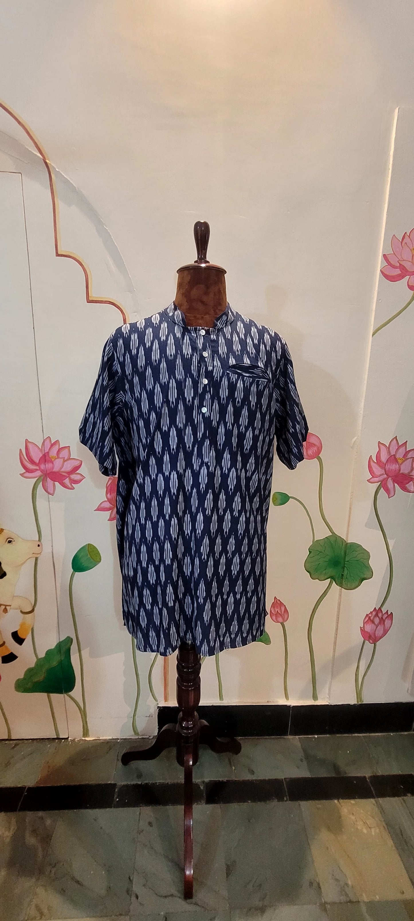 Navy Blue Ikat Kurta