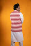 White and Pink Ikat Coat