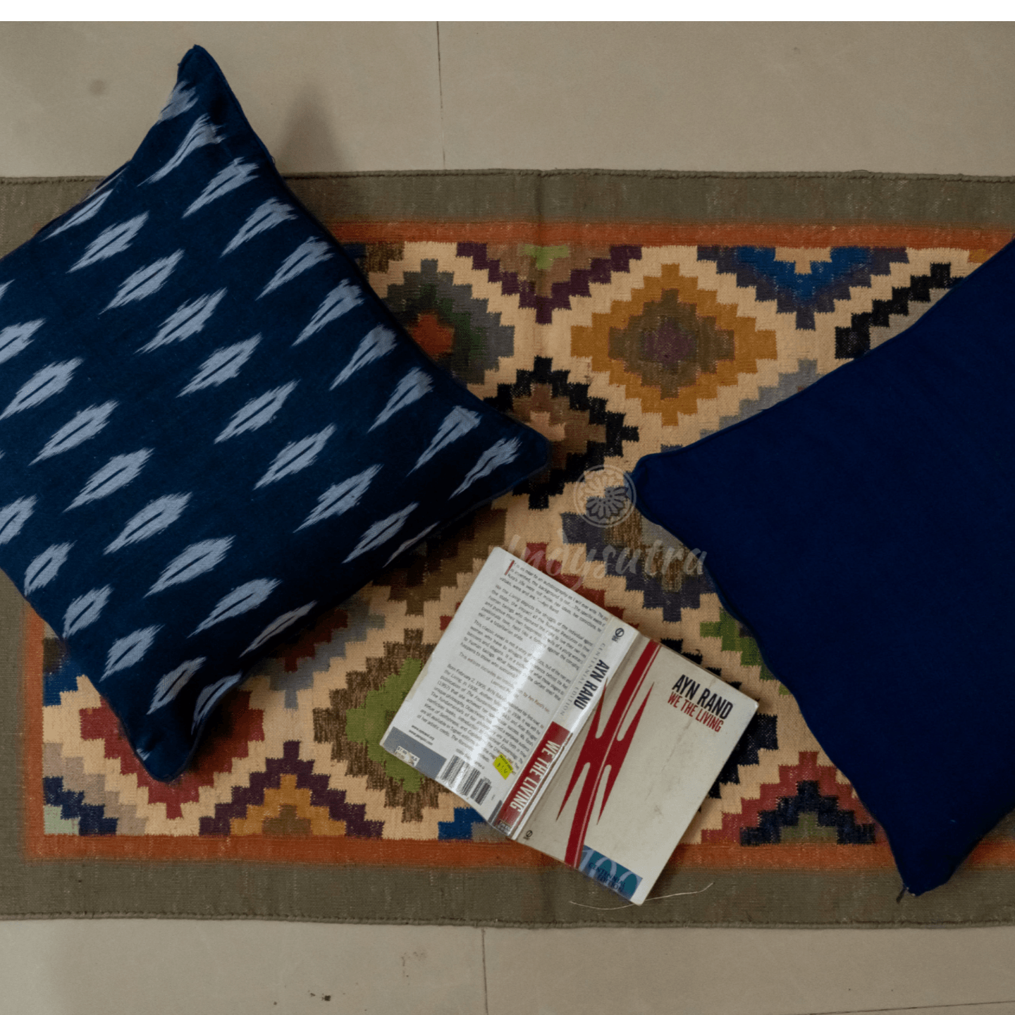 Blue and White Ikat Cushion Cover set