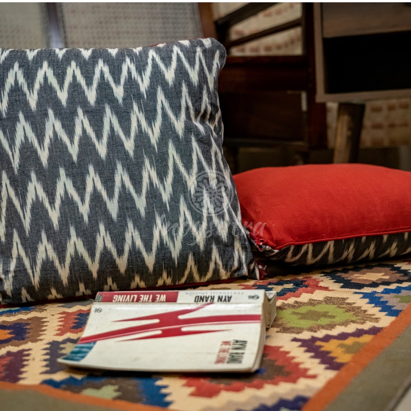 Grey and white Ikat Cushion Cover set