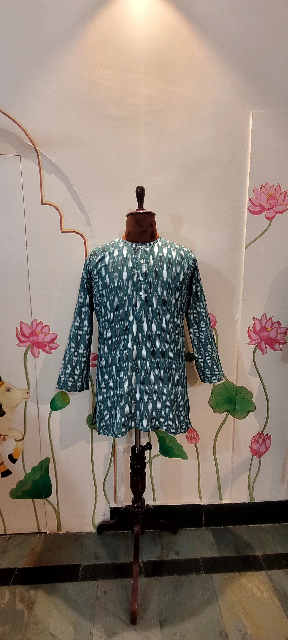 Kalidhar Green Ikat Kurta
