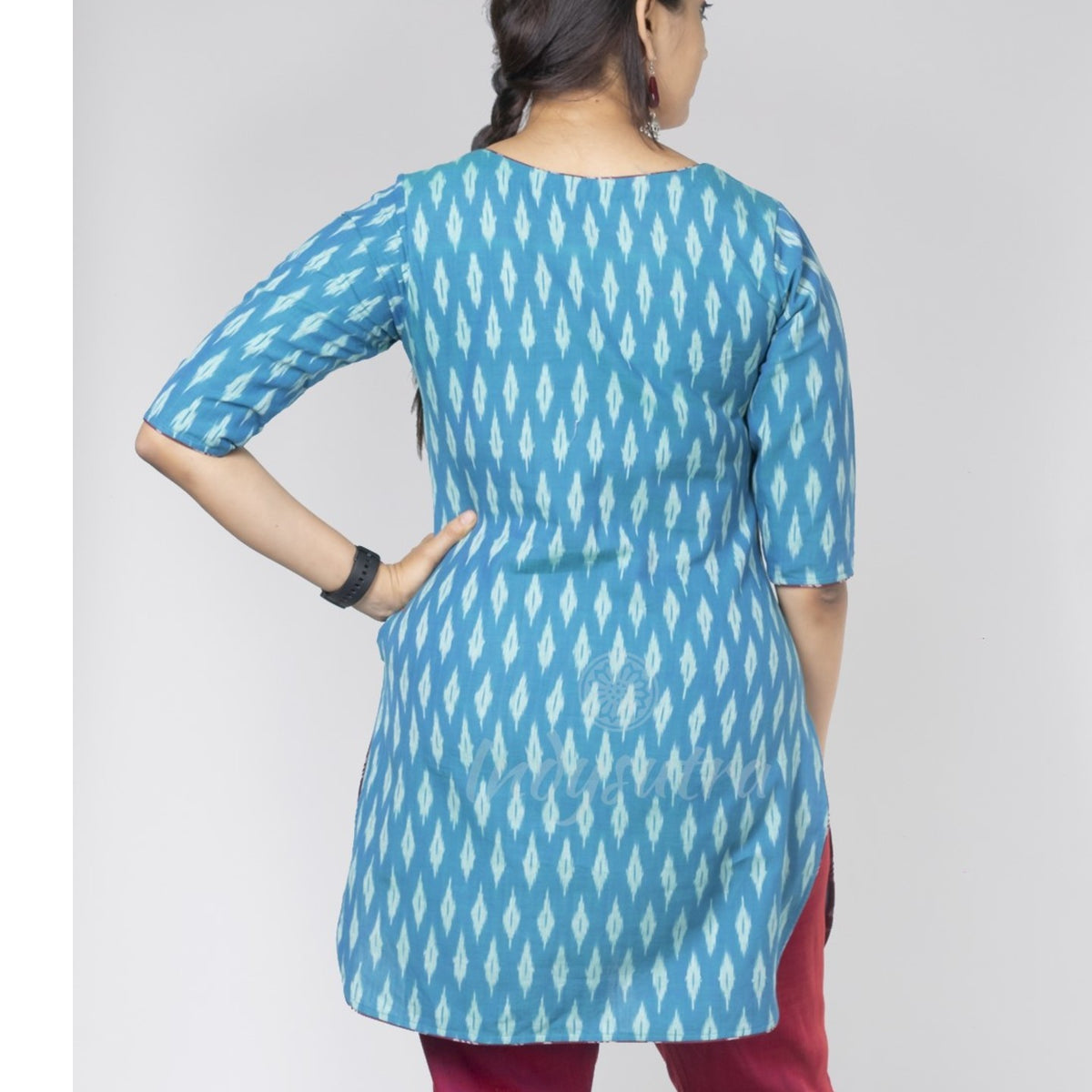 Short Kurta Ikat - Sea blue