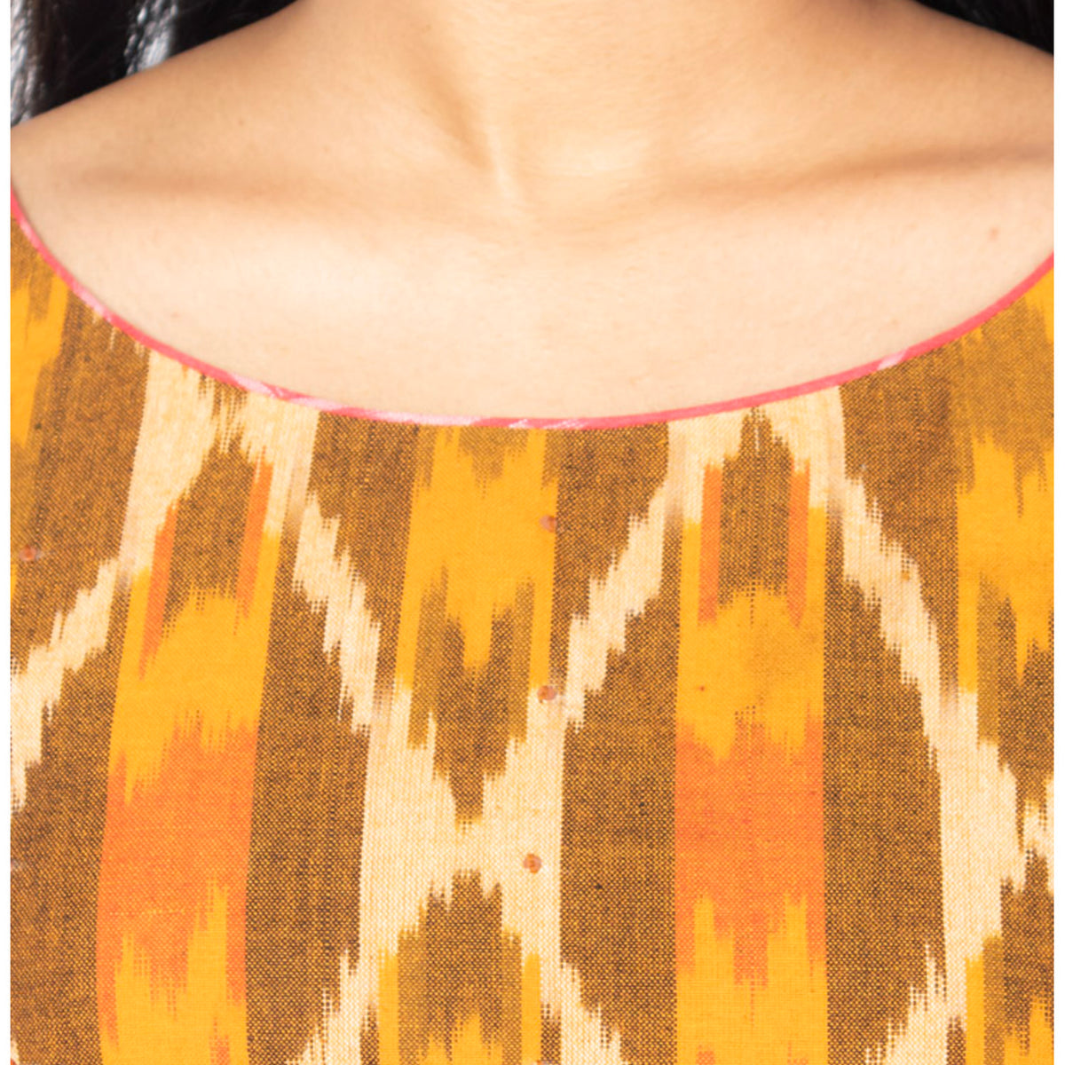 Yellow Ikat Blouse with Skrit