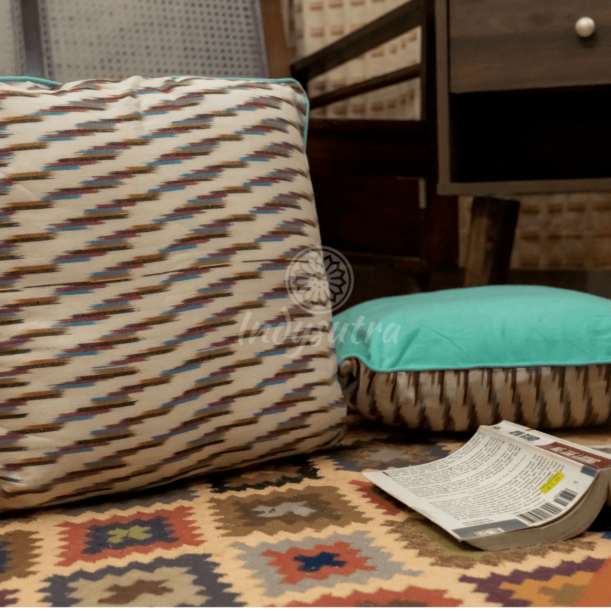 White Ikat Cushion Cover set