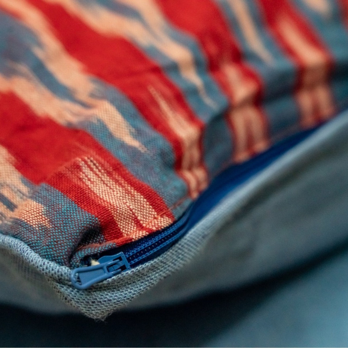 Blue and Red Ikat Cushion Cover set