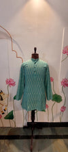 Sea Green Yellow Ikat Kurta