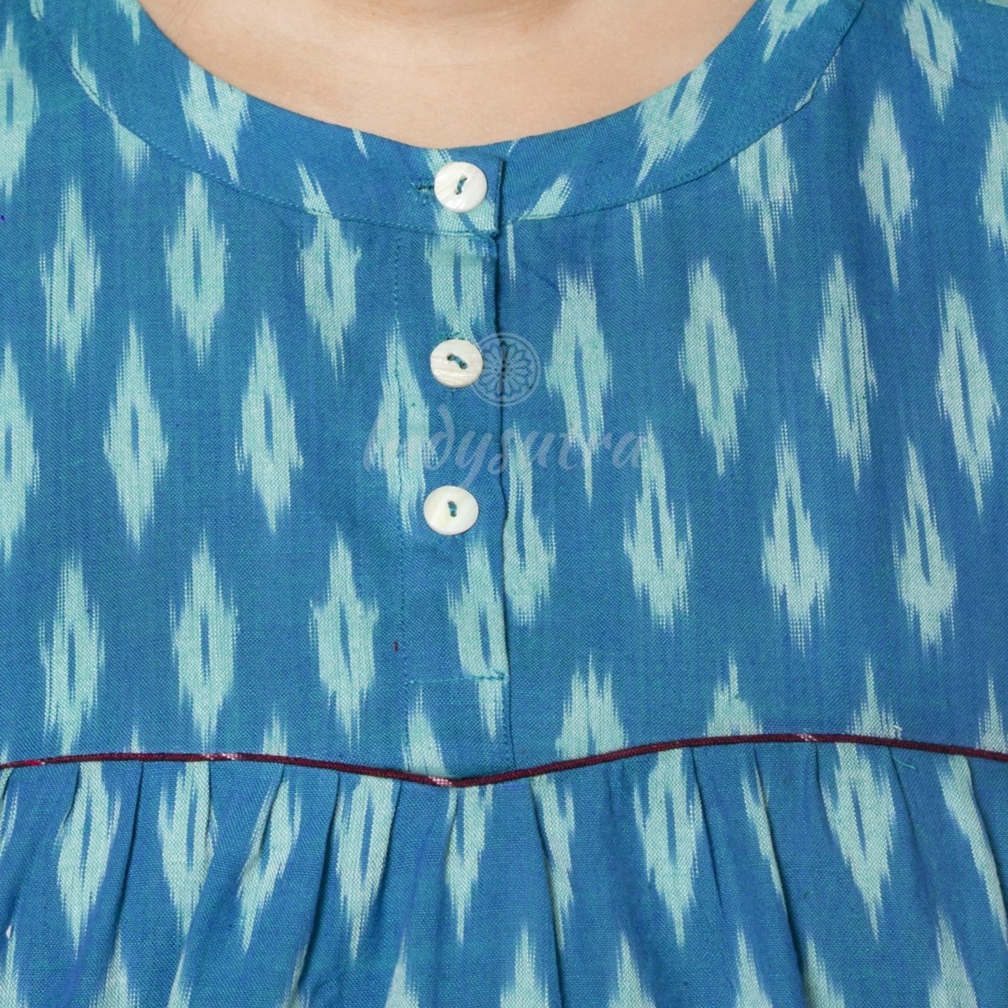 Short Ikat top - Sea Green