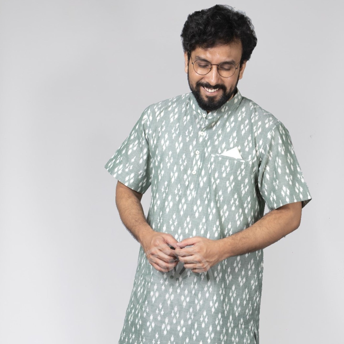 Sea Green Ikat Short Kurta