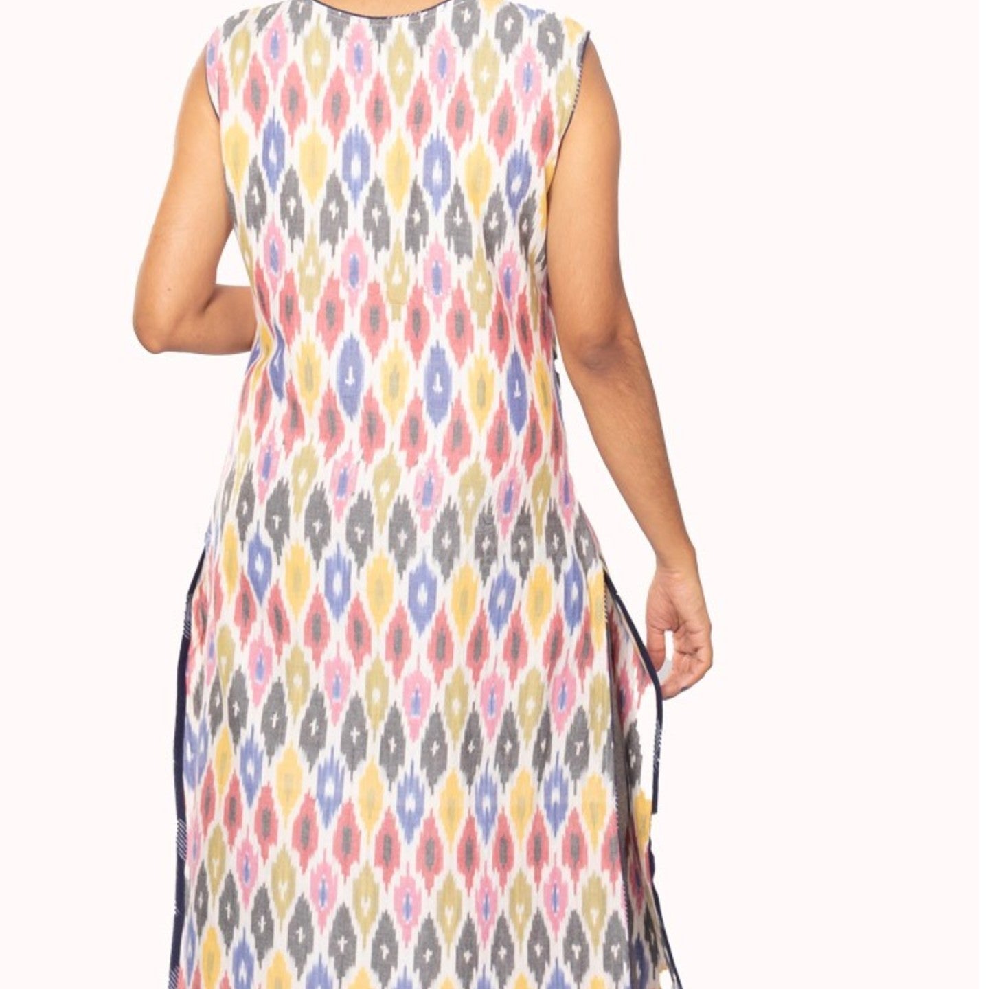 Sleeveless Ikat Kurta - Multi Color