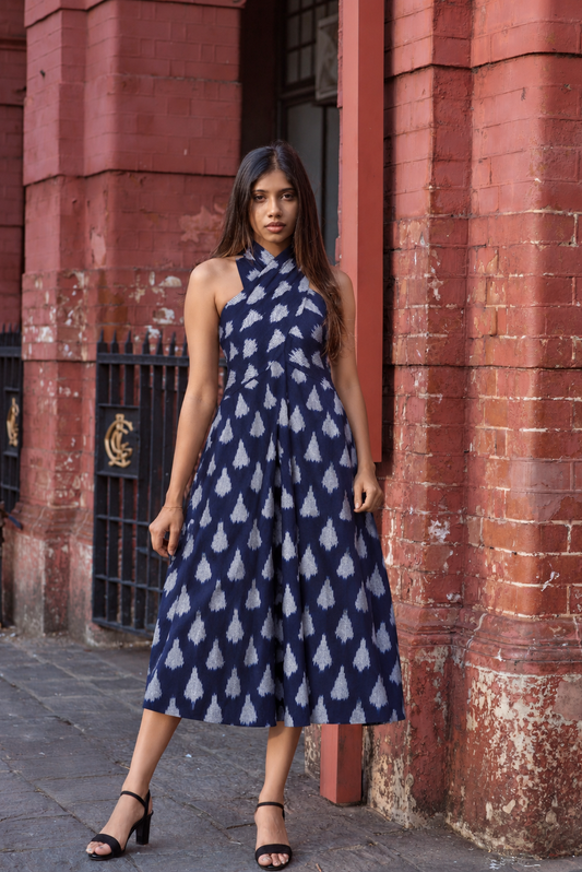 Blue Ikat dress - Overlap