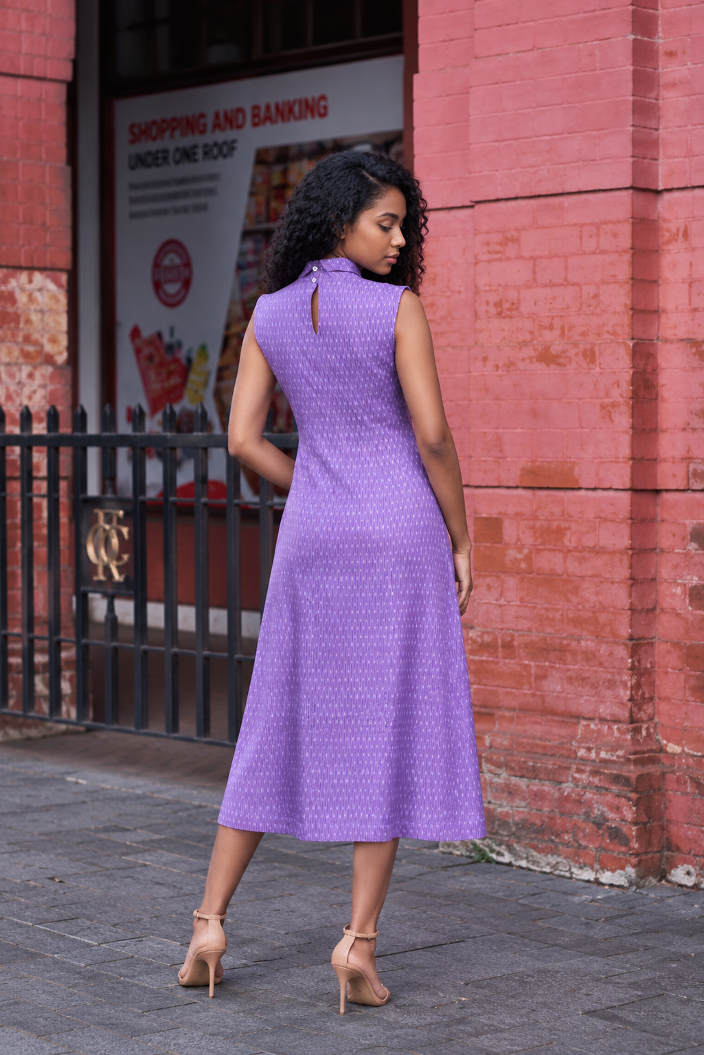 Violet Ikat Cotton Turtleneck Dress