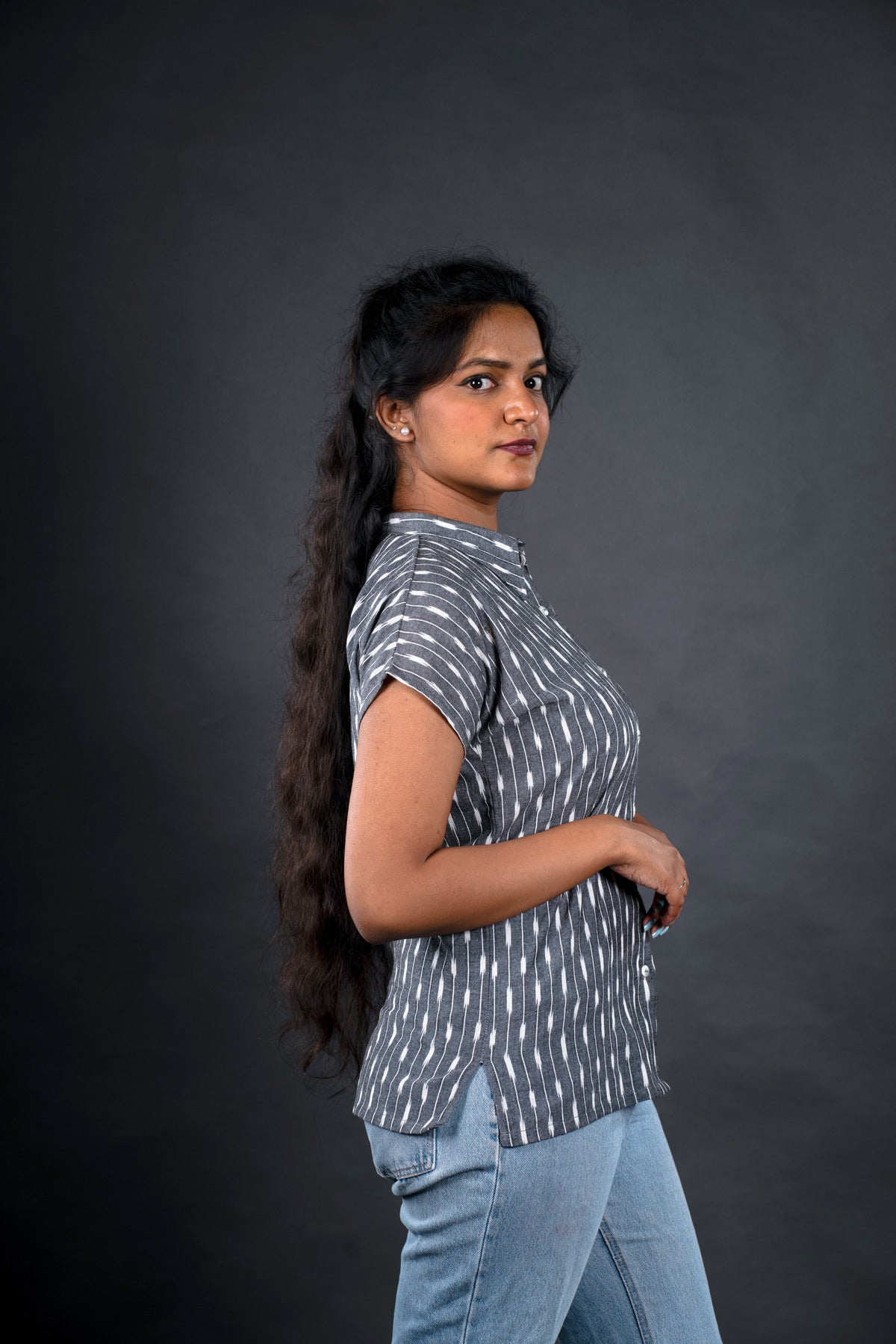 Ikat stripes Grey formal Shirt