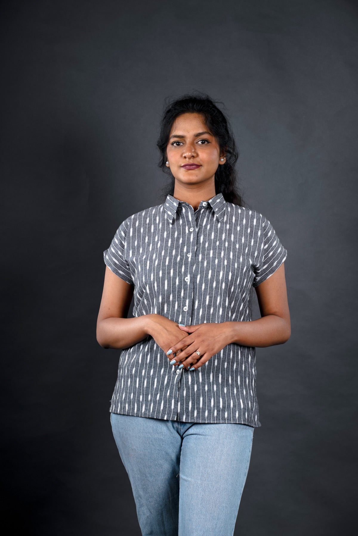 Ikat stripes Grey formal Shirt