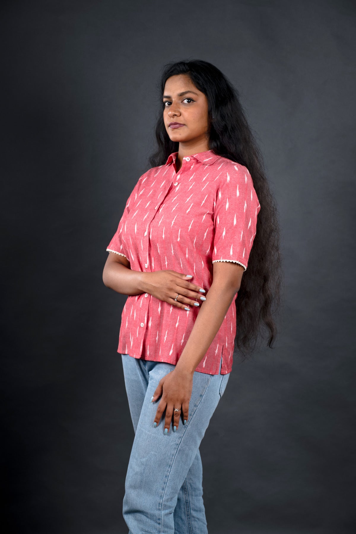 Ikat Baby Pink Formal Shirt