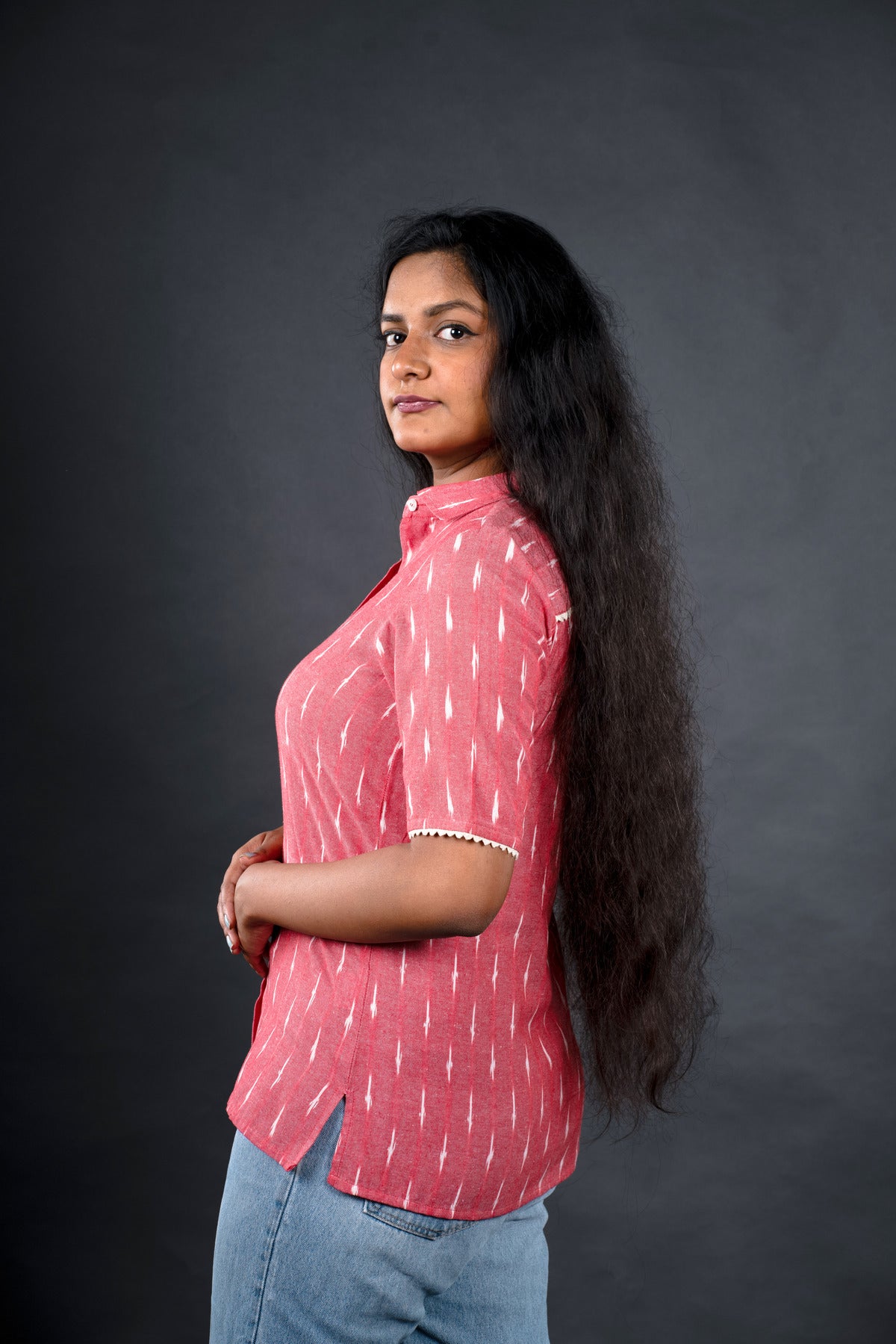 Ikat Baby Pink Formal Shirt