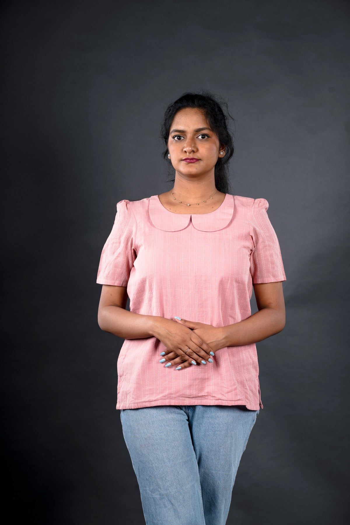 Peter pan collor pink short top