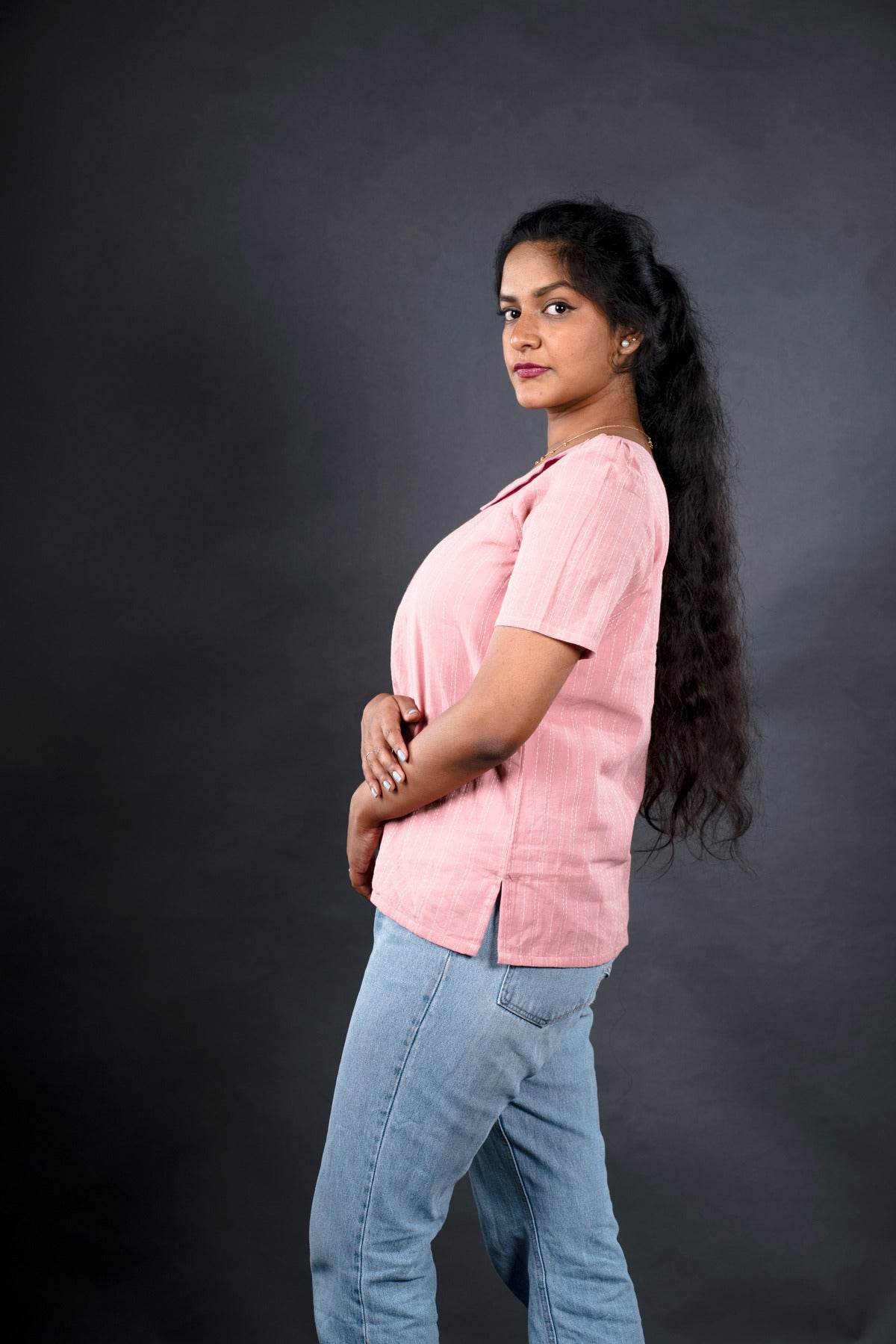 Peter pan collor pink short top