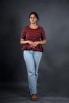 Maroon Ikat Peter Pan Collor short top